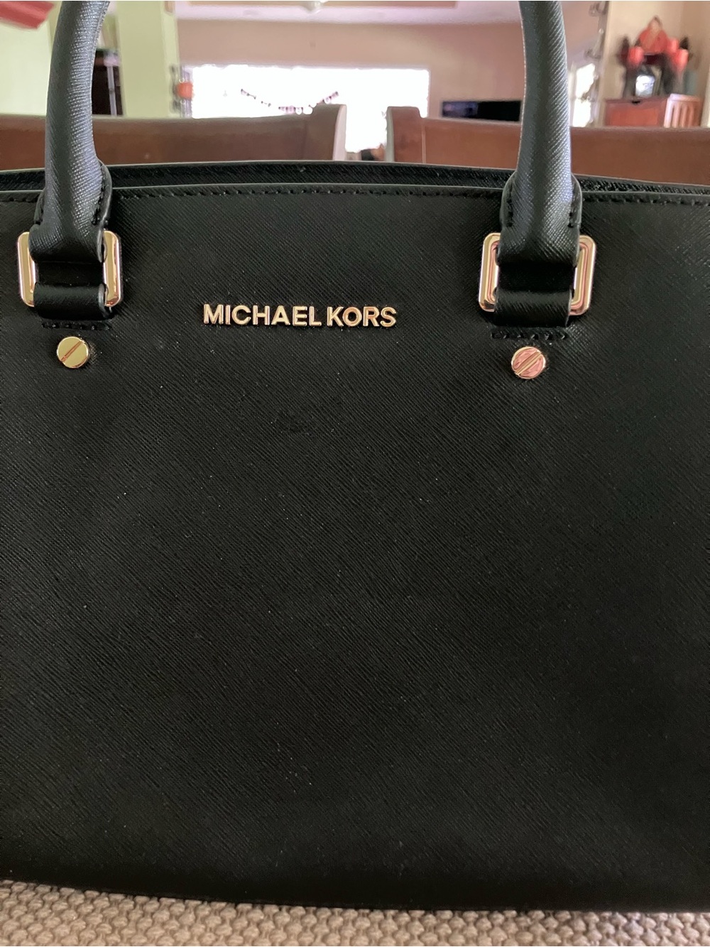 Michael Kors Black Satchel with Gold Hardware